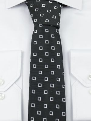 Siyah-Beyaz Desenli Klasik Kravat