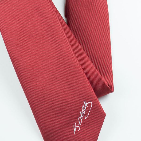 Kırmızı Renk Atatürk İmzalı Kravat