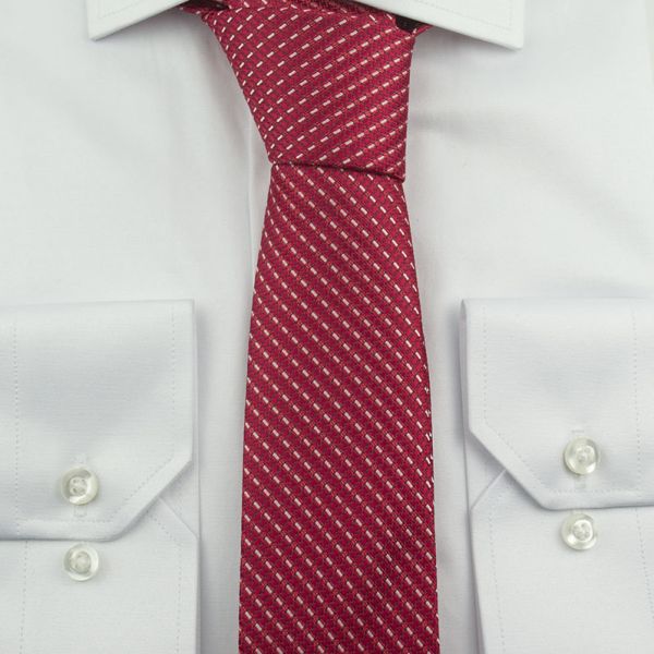 Kırmızı-Beyaz Desenli Klasik Kravat