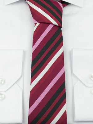 Kırmızı-Siyah Çizgili Desen Klasik Kravat