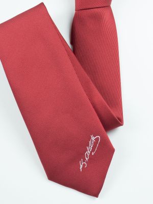 Kırmızı Renk Atatürk İmzalı Kravat